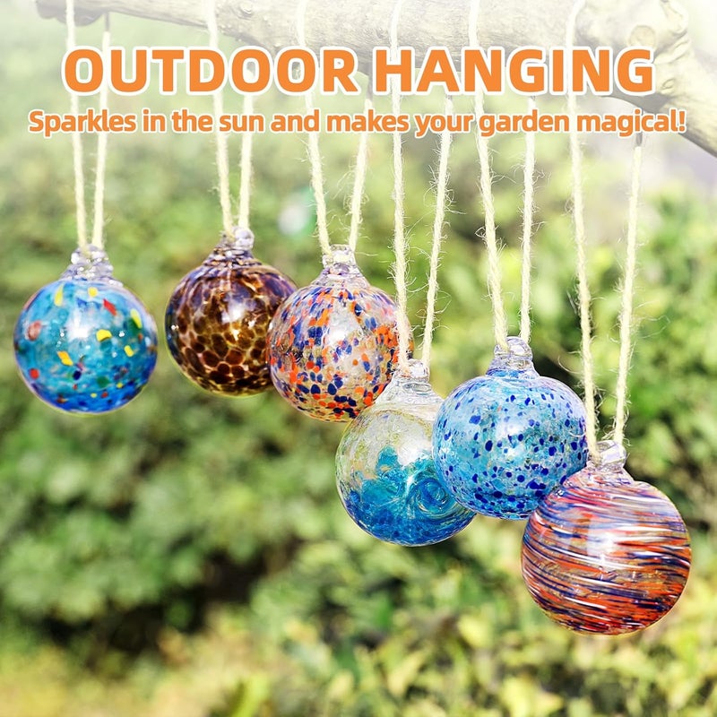 VOREEN 6-Pack Blown Glass Christmas Ornaments, 2.56" Handblown Hanging Glass Gazing Balls for Christmas Tree Decoration, Holiday Ornament Gift Set（Winter Blue & Aqua Mix） - Image 5